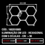 Iluminação Colmeia em Led Hexagonal com 5 Células 110/220V - Sigma Tools - Imagem 2